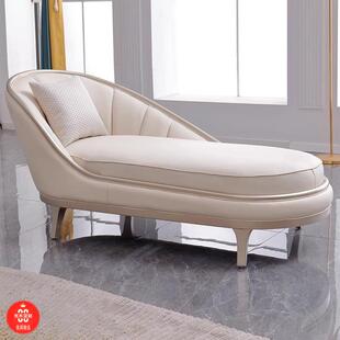 高级轻奢美式轻奢实木贵妃椅客厅高档卧室美人沙发小户型网红躺椅