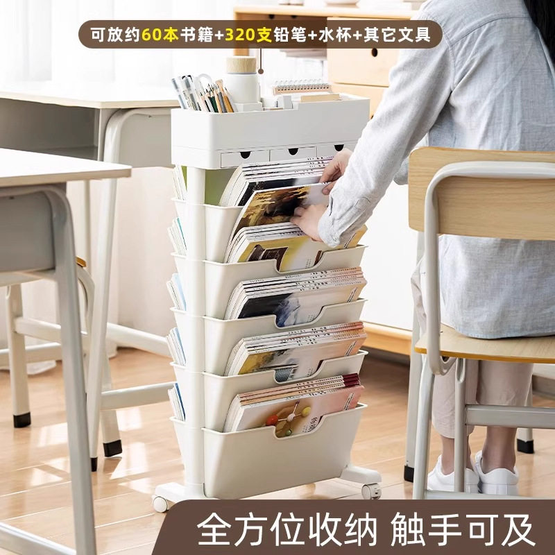 书本收纳架书桌办公桌旁书籍绘画架学生学校置物架子可移动小书架