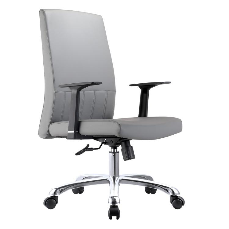 皮质升降滑轮电脑椅经理椅主管椅灰色中班椅现代时尚久坐办公椅子