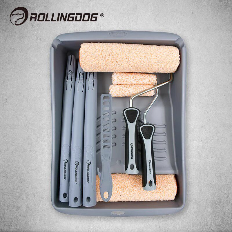 rollingdog滚动狗刷墙工具套装蛋壳光进口乳胶漆滚筒刷托盘70201