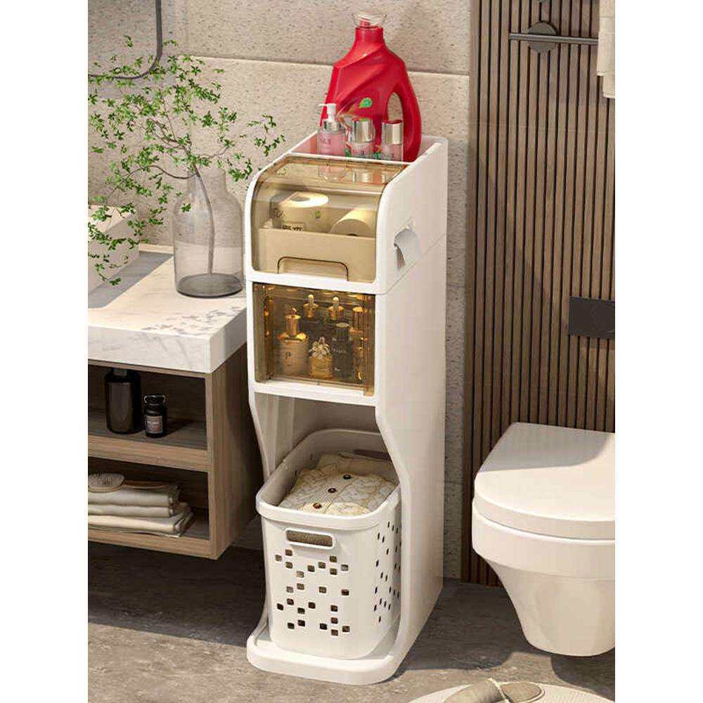 卫生间脏衣篮收纳柜浴室免安装置物架脏衣篓洗衣机边柜厕所夹缝柜