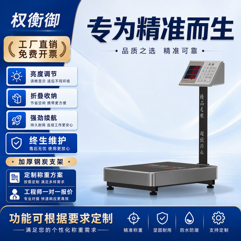 权衡御电子台秤防水200-300kg超市水果卖菜商用电子称计价电子秤