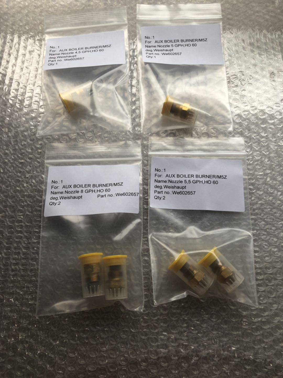 船用锅炉燃烧器配件MZ5油嘴5.060°C进口件