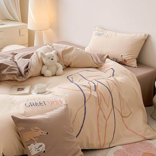 暖呼呼~敲可爱丨冬季磨毛加厚100支长绒棉纯棉床上四件套