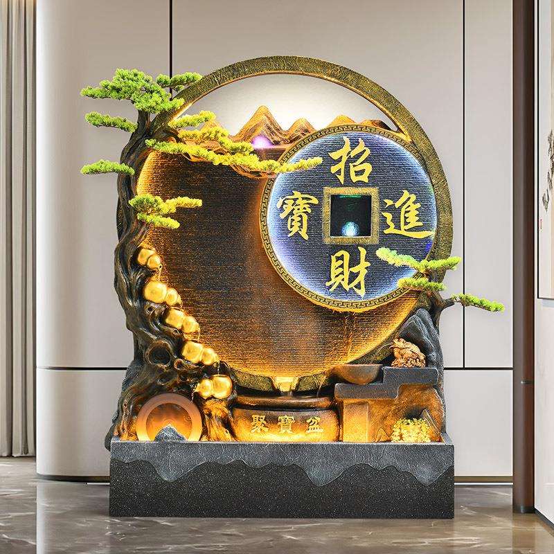 水幕墙葫芦流水摆件假山喷泉加湿器风水轮客厅办公室别墅公司装饰