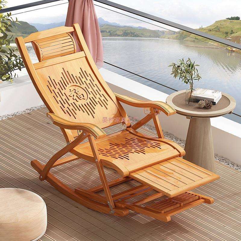 竹摇椅躺椅家用折叠午休大人午睡阳台休闲逍遥折叠椅庭院摇摇椅