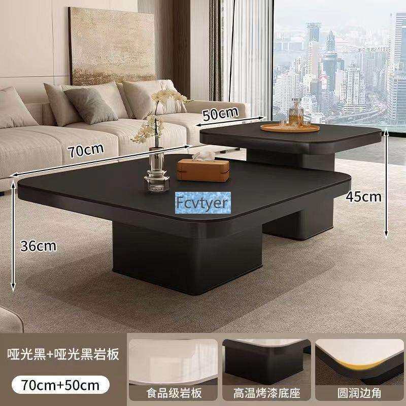 琅誉嘉轻奢茶桌现代小户型极简茶几客厅岩板方形茶几新款家用2024