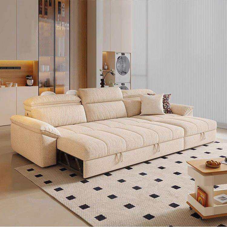 沙发床两用可折叠伸缩多功能小户型新款奶油风抽拉式棉麻布艺