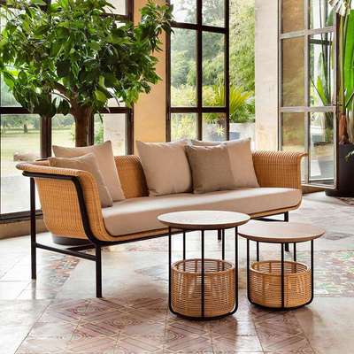 沃登户外藤沙发庭院家具藤编沙发民宿室外露天藤艺休闲藤椅子藤制