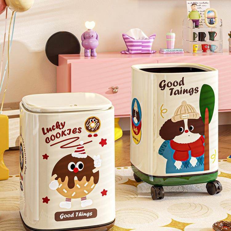 可爱高颜值垃圾桶家用2025新款带盖客厅厕所卫生间卧室大号垃圾桶