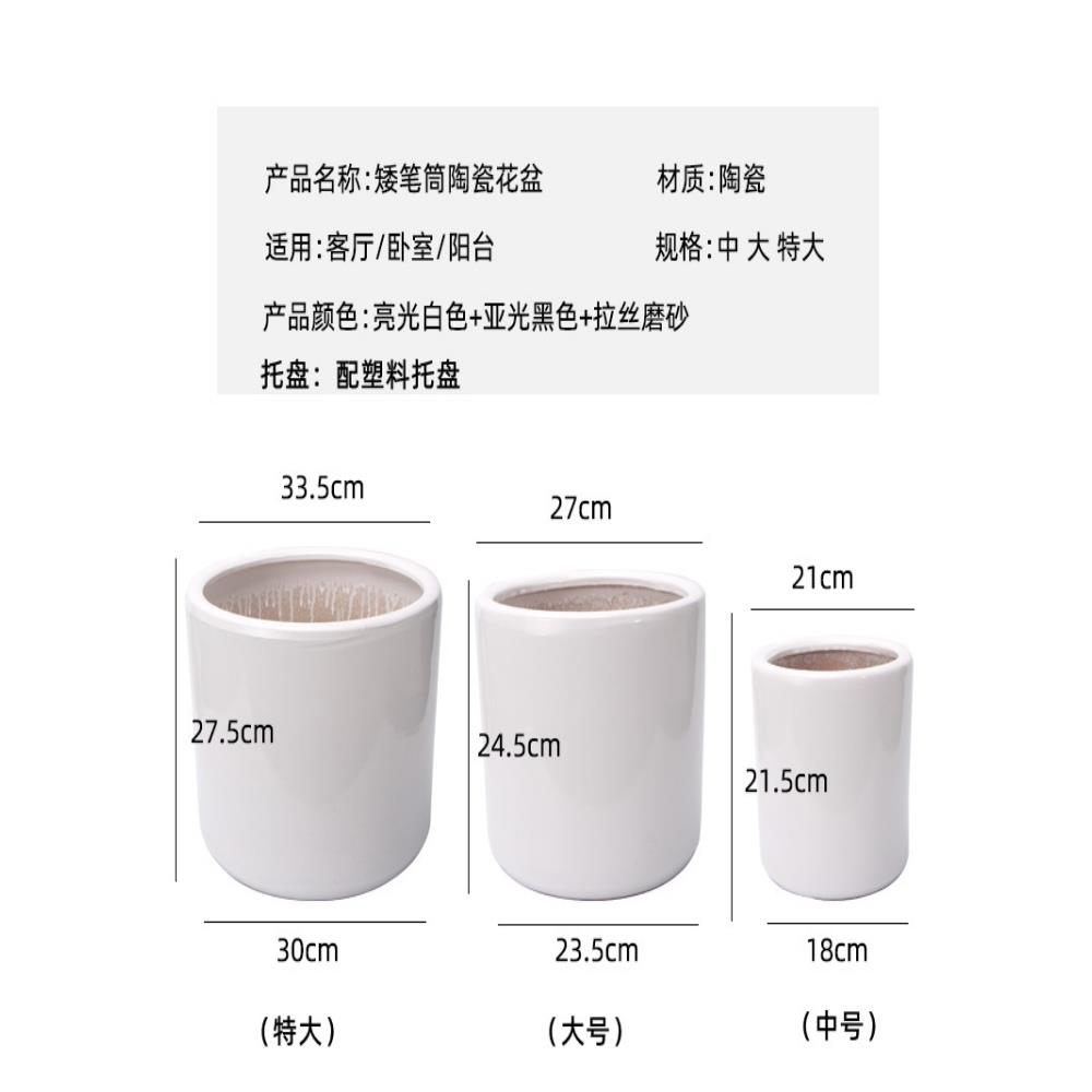 百搭简约直筒特大陶瓷花盆客厅落地哑光琴叶榕绿萝虎皮兰陶瓷花盆