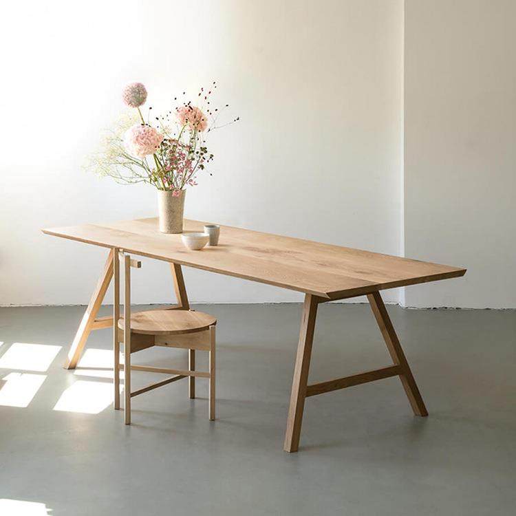 北欧实木大板家用简约风餐桌椅简约现代原木办公长桌子工作台