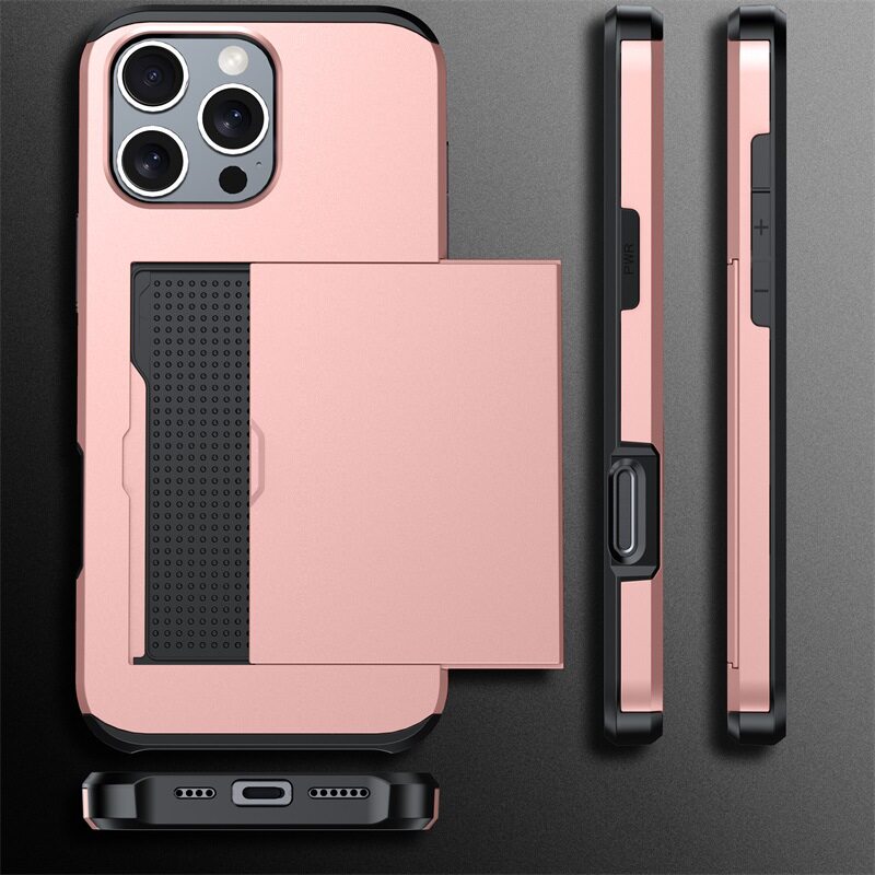 iphone16滑盖插卡手机壳 苹果15ProMax二合一防摔钱包14硬壳