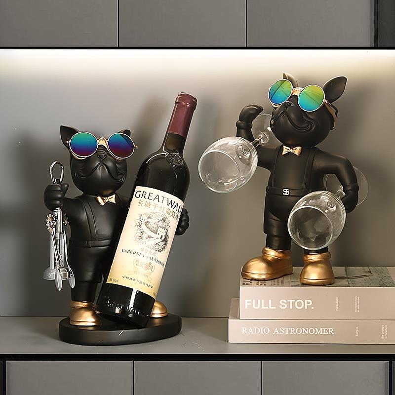 轻奢招财狗红酒架客厅电视柜酒柜摆设家居玄关装饰品摆件乔迁礼物