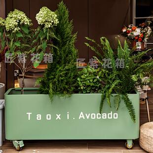 带滑轮花箱户外可移动种植箱露营风外摆隔断围栏金属花槽花盆定制