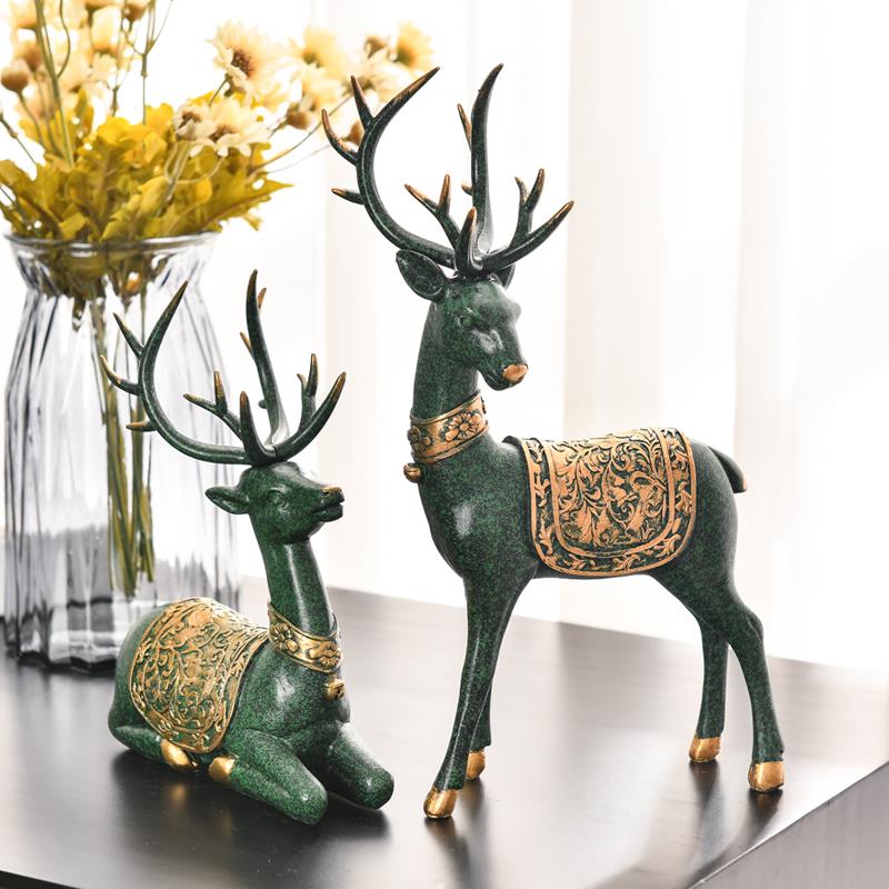 北欧招财鹿摆件创意轻奢客厅玄关电视柜家居新房装饰摆设结婚礼物