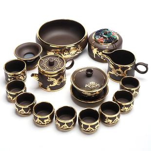 家用办公功夫整套茶具茶壶 康乐品金镶玉紫砂壶纯全手工石瓢壶套装