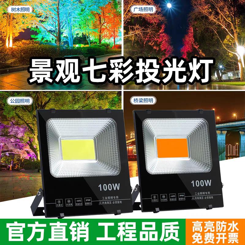 led七彩色投光灯户外景观亮化照树防水灯园林庭院广告牌泛光射灯