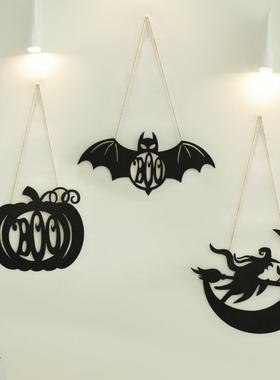 跨境万圣节门上黑色 Boo门标志装饰铁艺悬挂万圣节墙壁挂牌装饰品