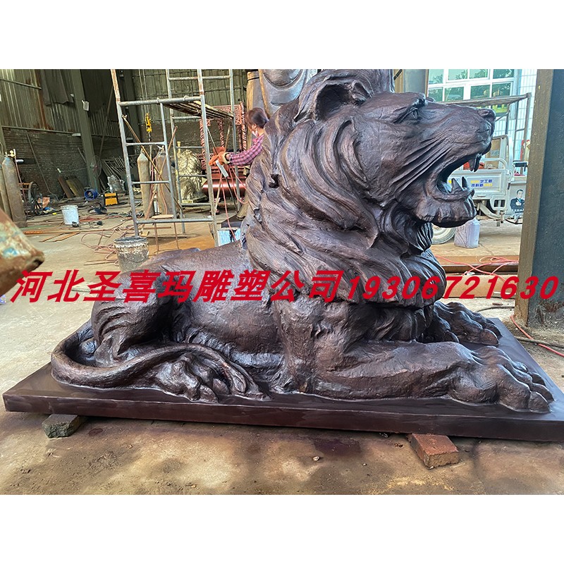大号定制宫门狮铸铜汇丰狮趴狮站狮玻璃钢仿铜欧式大W狮子银行门