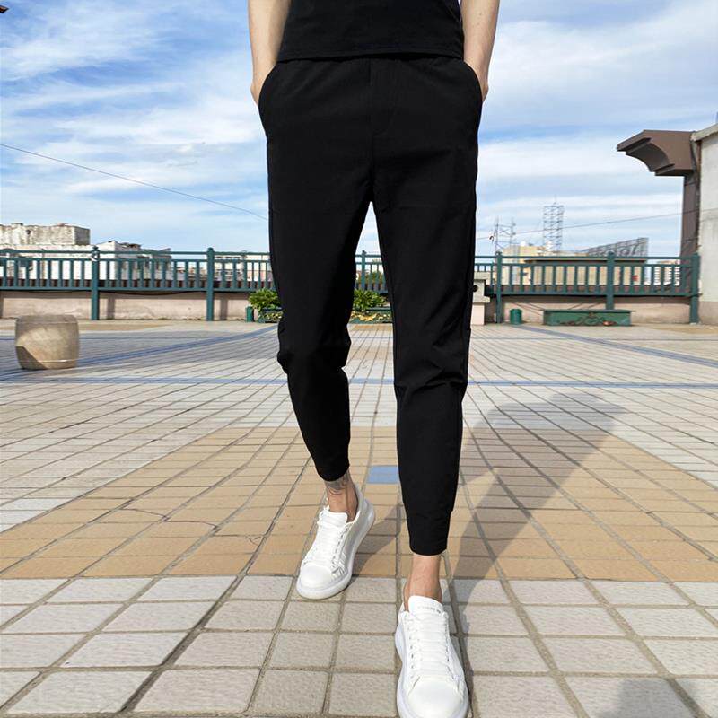 2025新款春秋休闲裤男修身小脚九分裤痞帅裤子男纯色百搭束脚裤潮