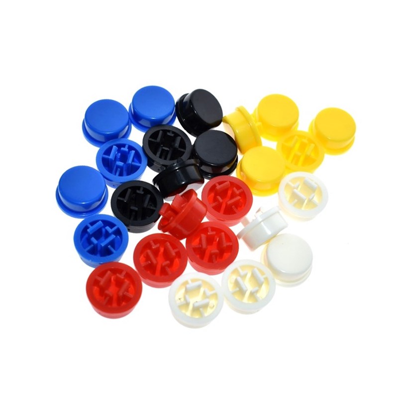 带帽轻触微动开关 12*12*7.3 方口黄头 立式 直插 带A24圆形帽DYY