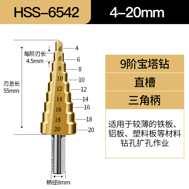 德国卡浦宝塔钻头金属扩孔打孔不锈钢开孔器钢铁锥形超硬万多功能