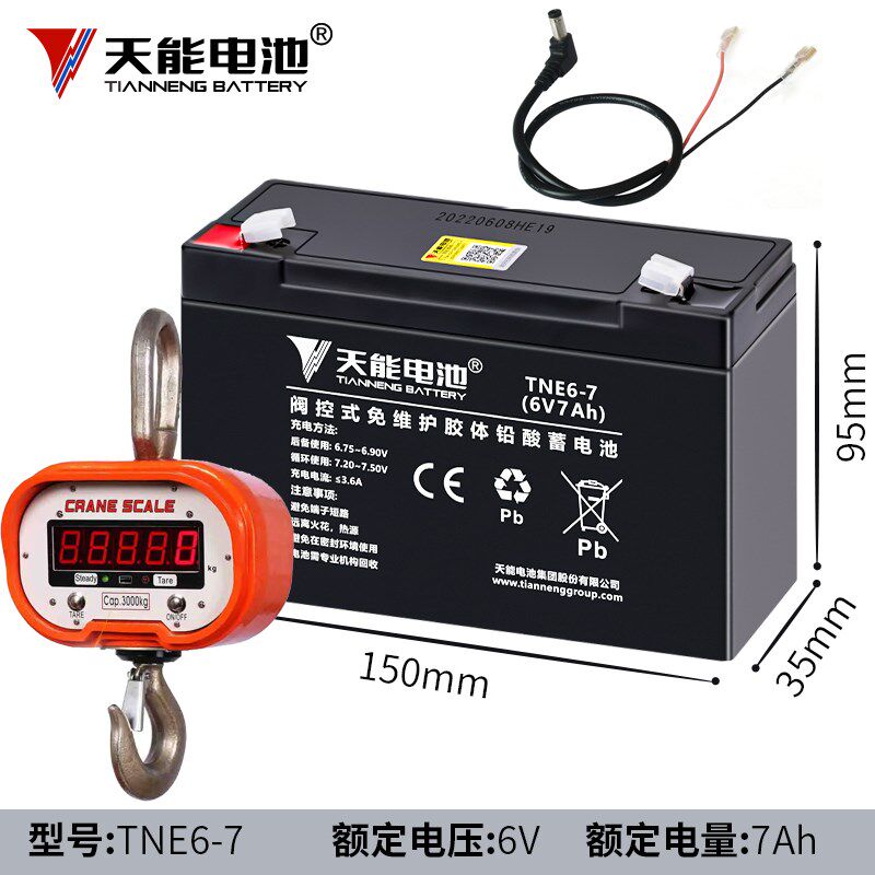 6V4AH4.5AH7AH12AH电子秤吊秤地磅台秤6伏商用3T5T10吨吊钩秤电瓶