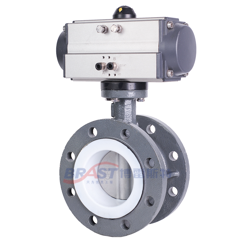 K气动法兰c蝶阀D641F-10/16C铸钢阀体304板聚四氟乙烯阀座ATGT国