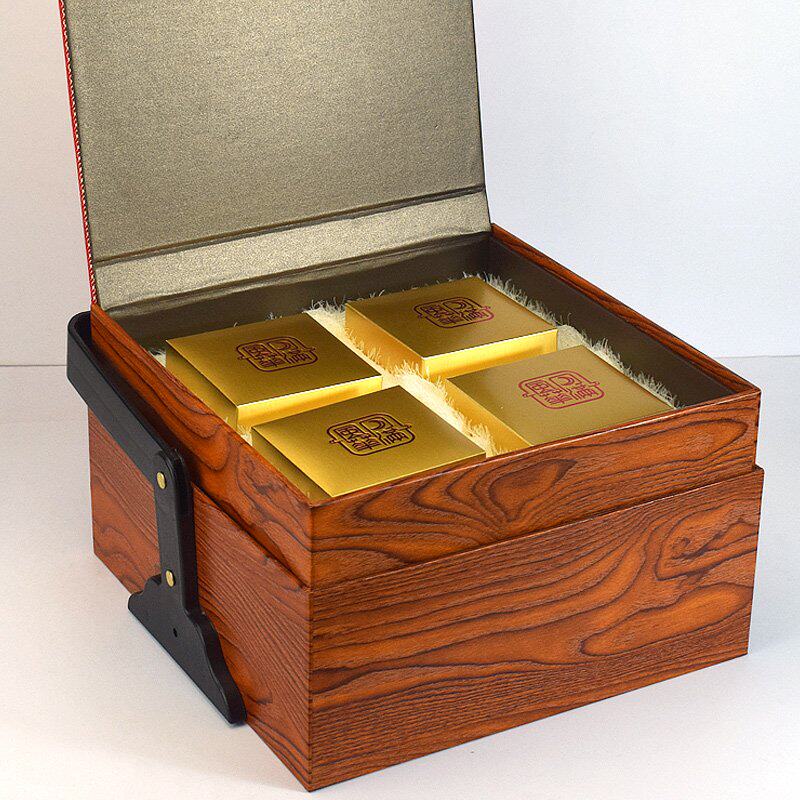 极速中秋节提篮i木纹月饼盒2021年礼盒双层外包装盒B空盒礼品盒高