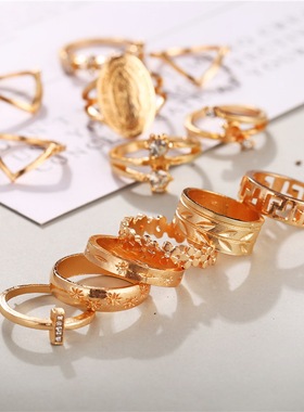 极速KSRA Boho Vintage Gold Star Knuckle Rings For WoXmen BOH