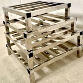 极速可定制不锈i钢架子落地单层置物架三角底座冰箱一层洗衣机垫