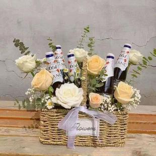 极速 月子花篮手提草编鸡蛋花篮节庆鲜花篮七夕教 48小时发货n