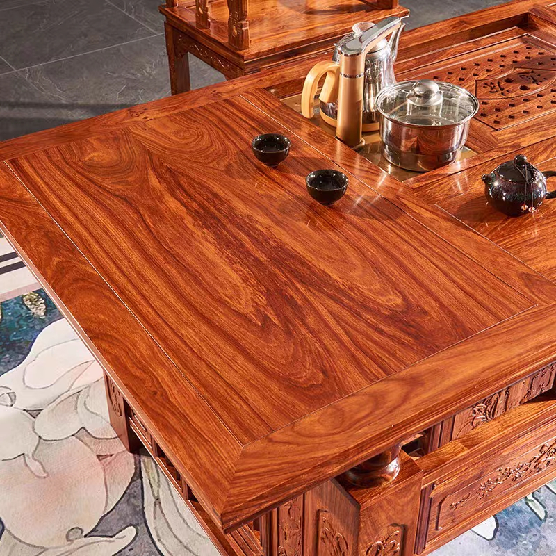 极速红木茶e桌椅组合新中式迎宾茶台刺猬紫檀办公室方形整装实木