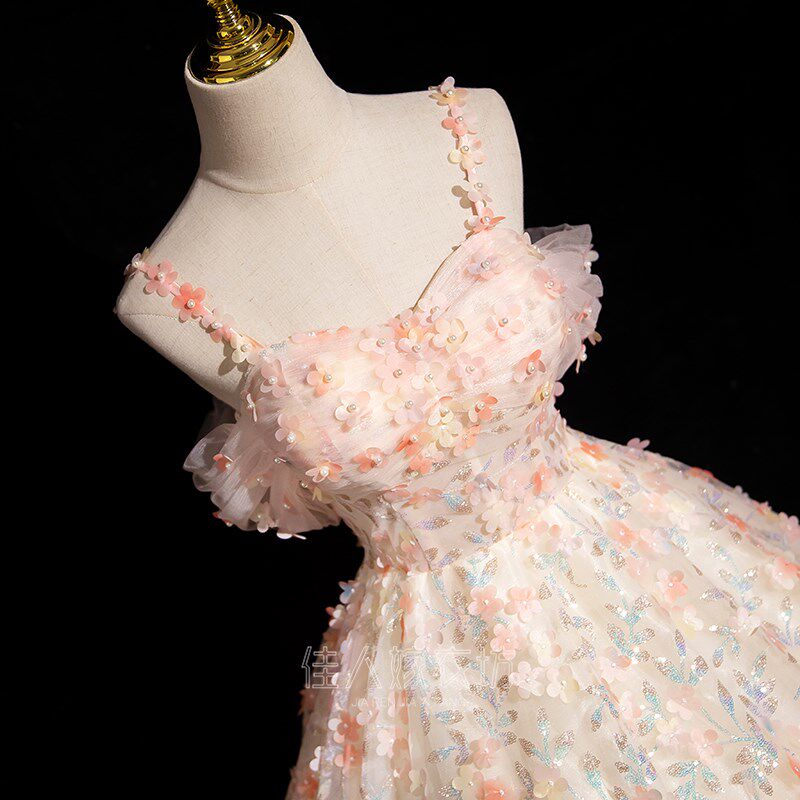 极速一字肩高端大气晚礼服舞台美声独唱蓬蓬裙R声乐演出艺考花仙