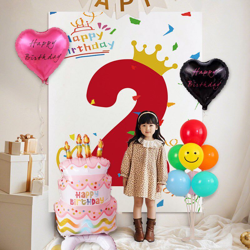 极速小女孩2岁i生日布置儿童宝宝场景气球装饰家里氛围派对拍照背