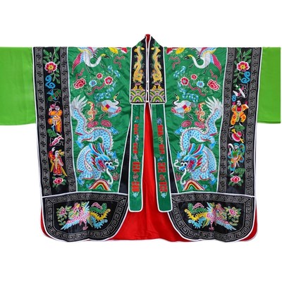 极速绿色双龙降衣道袍高功u道服精品刺绣九龙法衣道家道士服装服