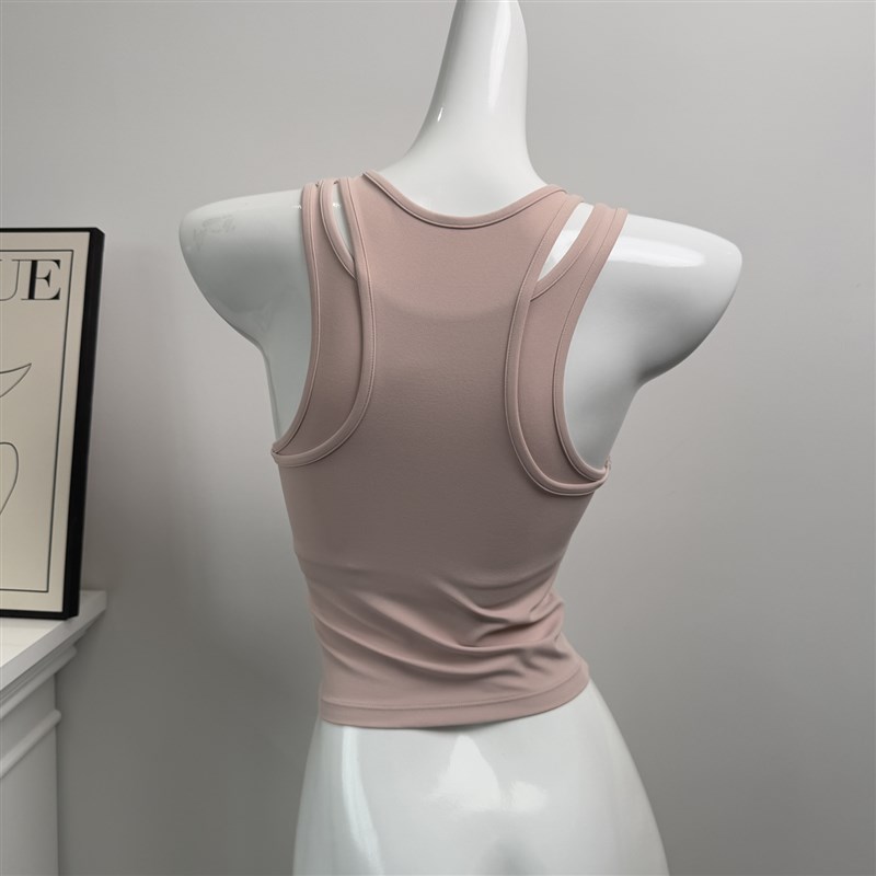 假两件运动背心女防震收副乳健身跑步文胸N外穿普拉提瑜伽服上衣