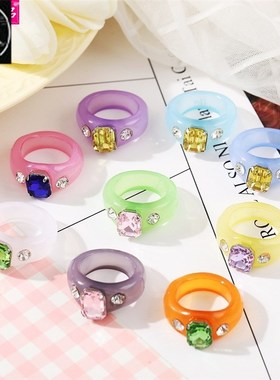 极速Hot sdale inlaid diamond resin index finger Knuckle ring