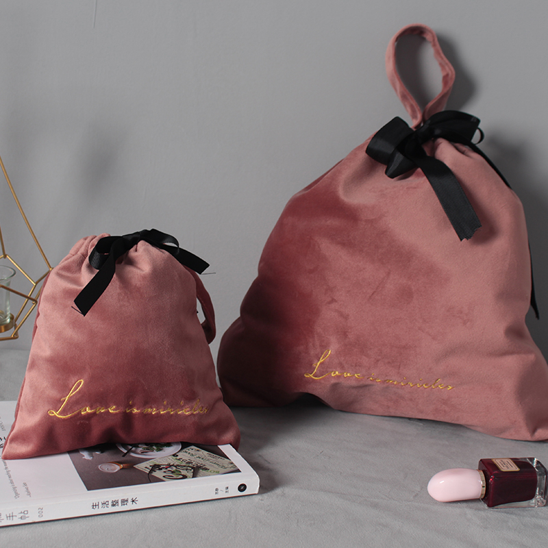 极速MZao北欧欧l式精品丝绒天鹅绒收纳袋收纳包置物袋防尘旅行ins