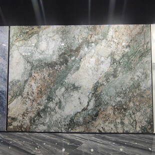 极速绿松石1200x27q00岩板电视背景墙连纹大板大理石 客厅悬空轻
