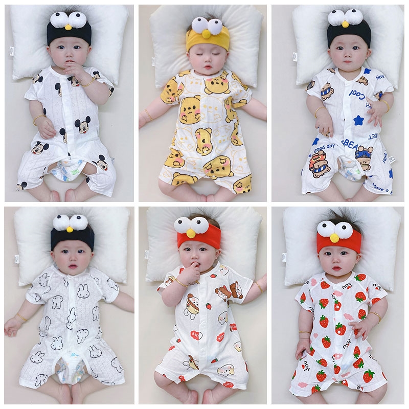 极速婴幼儿夏季睡衣薄款长v袖短袖连体衣竹纤维无骨空调服男女宝