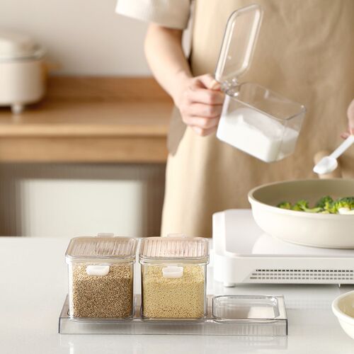 新品调味料收纳盒l厨房家用组合套装一体商用密封佐料盐味精调料
