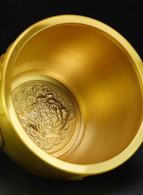 极速公纯铜聚宝盆吉祥虎年虎娃送福聚F宝盆家居办TQU室工艺品摆件