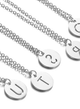极速A-Z 26 Initials Name Nwecklace 12mm Round Pendant Letter