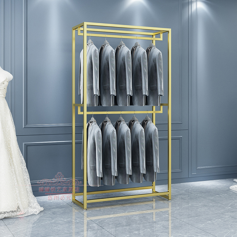 极速婚纱架子展示架婚纱店双y层男装挂衣架照相馆礼服货架落地式