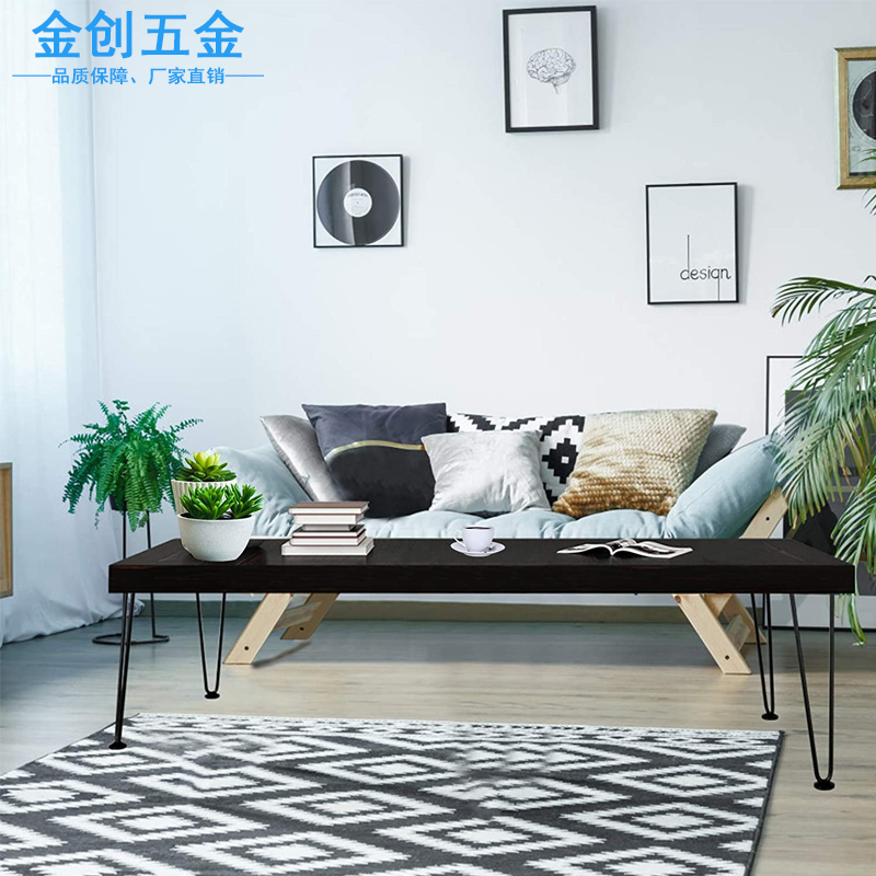 极速DIYc桌脚支架铁艺桌子腿铁线脚茶几书桌吧台办公桌餐桌台脚桌