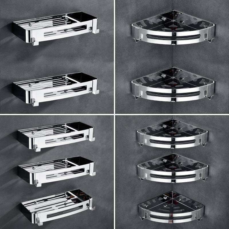 免打孔304不锈钢三角卫生间置物架厕所洗手间收纳架壁挂浴荣小荣