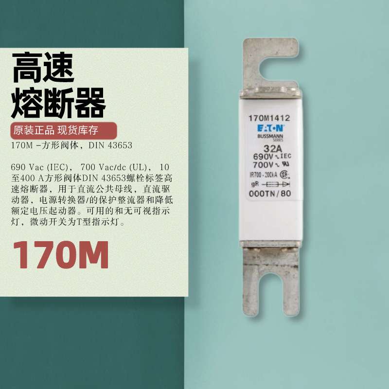 170M4558 巴斯曼 轨道交通690V 40A-2000A高速熔断器 带指示灯