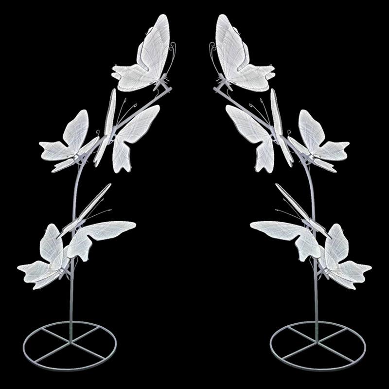 婚庆发光蝴蝶路引灯立体白色翅膀仿真蝴蝶装饰品酒店婚礼拱门道具